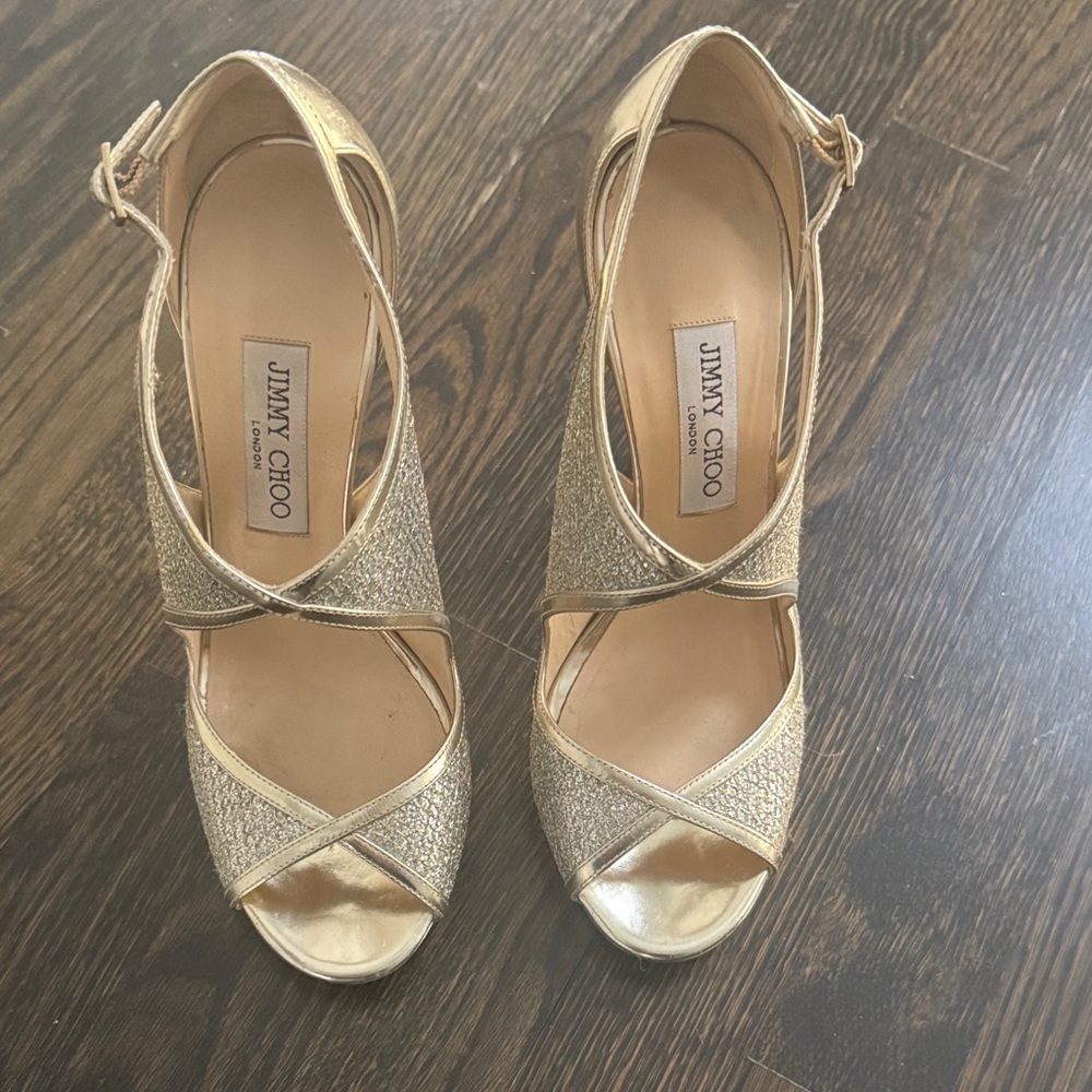 Jimmy Choo Glittering Gold Heels
